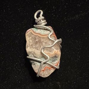 Silver Wire Wrapped Stone Pendant